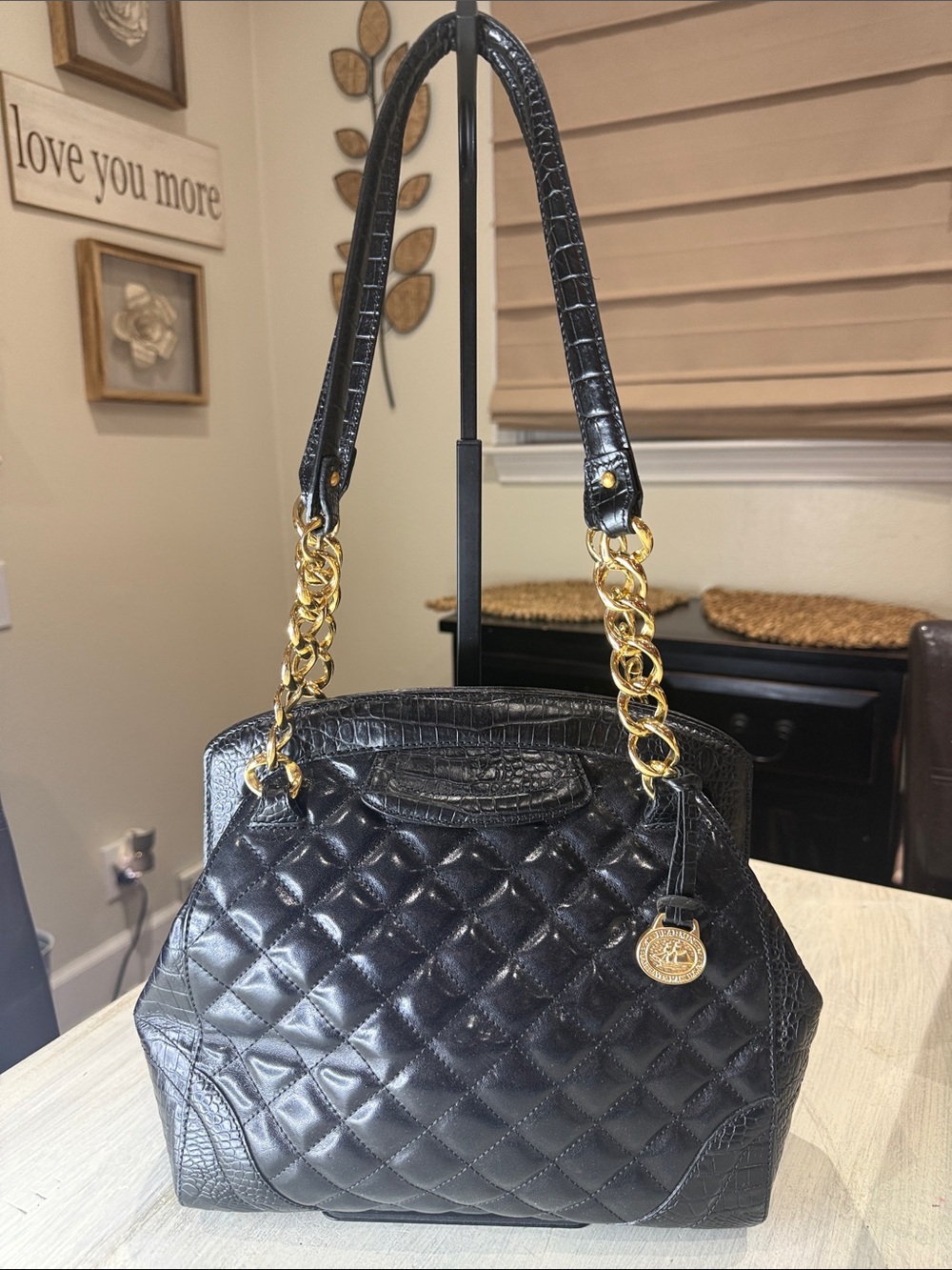 Vintage Brahmin 25th Anniversary Essex Edition Black Quilted Shoulder Bag- EUC
